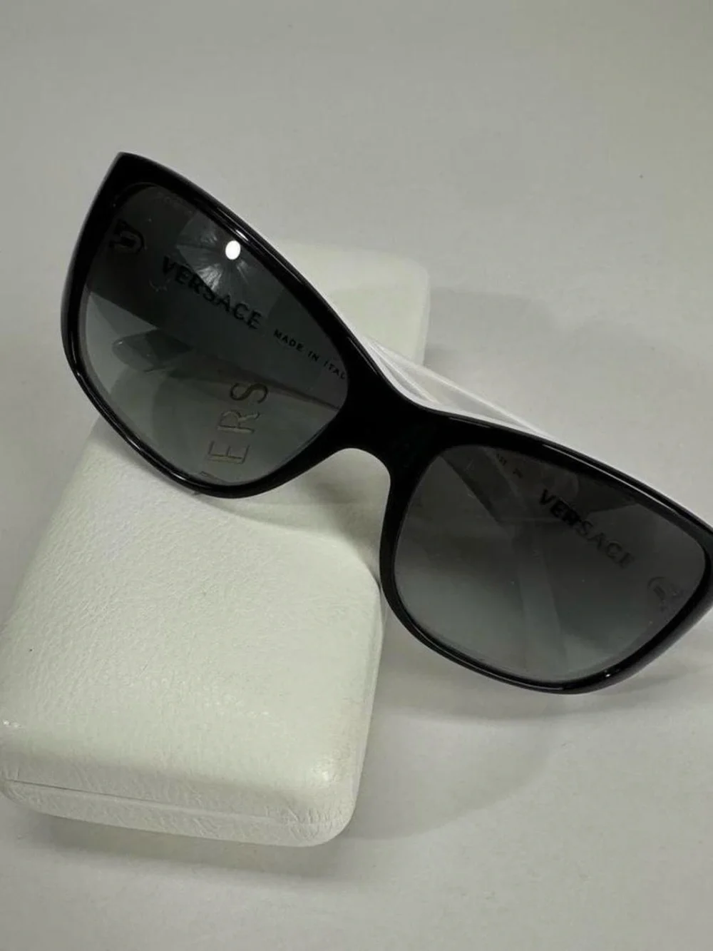 Versace Black and White Wide-Frame Women's Sunglasses
